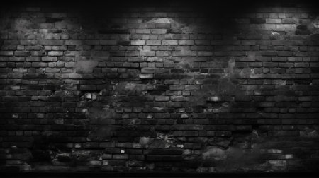 Black and white brick wall texture background. 3d render illustration.の素材