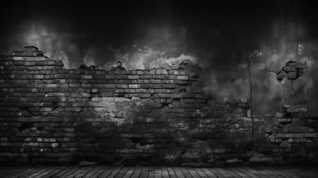 Old grunge brick wall background. Dark room. 3d renderingの素材