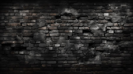 Grunge black and white brick wall texture background. Vector illustration.の素材