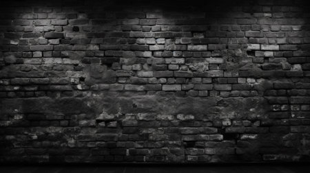 Black and white brick wall texture background. 3d render illustration.の素材