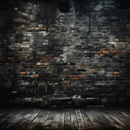 old room with brick wall, vintage background, 3d render illustrationの素材