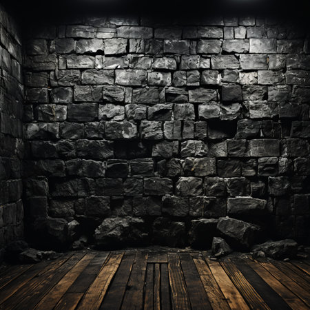 old room with brick wall and wooden floor. 3d render illustrationの素材