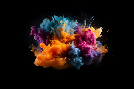 Colorful ink in water on a black background. Abstract background.の素材