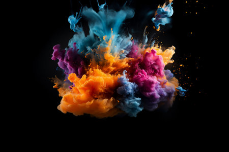 Colorful ink in water isolated on black background. Abstract background.の素材