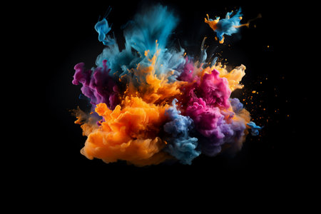 Colorful ink in water isolated on black background. 3d renderingの素材