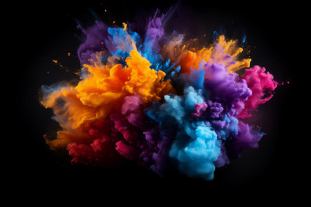 Colorful cloud of ink in water isolated on black background. Abstract backgroundの素材