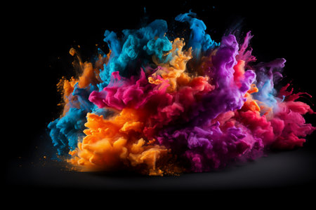 Colorful cloud of ink on black background. Abstract background for designの素材