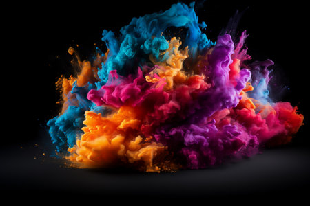 Colorful cloud of ink in water isolated on black background. 3d renderingの素材