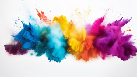 Explosion of colored powder on a white background. 3d renderingの素材