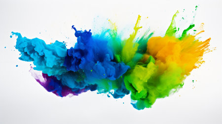 Colorful ink splash in water isolated on white background. Abstract backgroundの素材