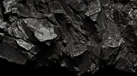 Black coal on a black background. Close-up of coal.の素材