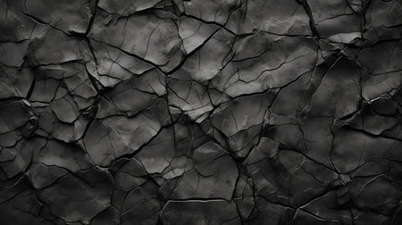 Black cracked wall texture. Abstract background for design with copy space.の素材