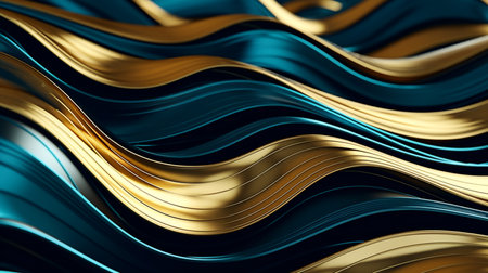 3d render of abstract wavy metallic background. Luxury designの素材