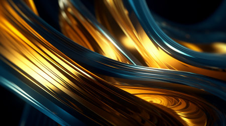 3d rendering of abstract metallic wavy shape background. Reflective surface.の素材