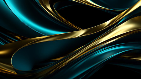 Luxury abstract background with metallic waves. 3d rendering, 3d illustration.の素材