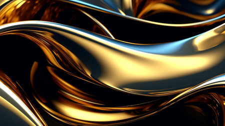 3d render of abstract metallic wavy background with some smooth lines in itの素材