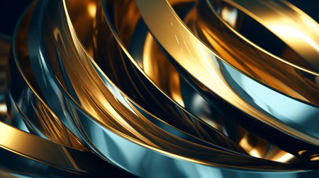 3d rendering of abstract metallic waves background. Reflective surface.の素材