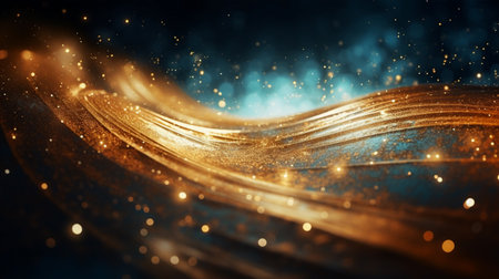 Abstract background with gold glittering lines and bokeh. 3d renderingの素材