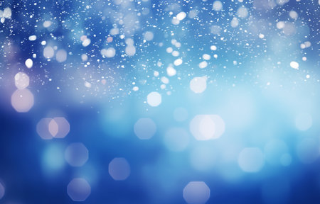 Abstract background with bokeh defocused lights and snowflakesの素材