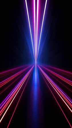 abstract background with speed motion in the tunnel, neon light linesの素材