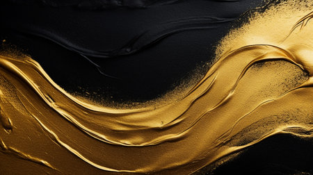 Gold and black liquid texture. 3d rendering, 3d illustration.の素材