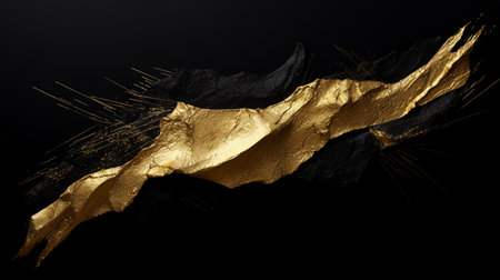 Abstract gold and black background. 3d rendering, 3d illustration.の素材