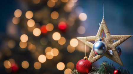 Christmas and New Year holidays background with bokeh defocused lightsの素材