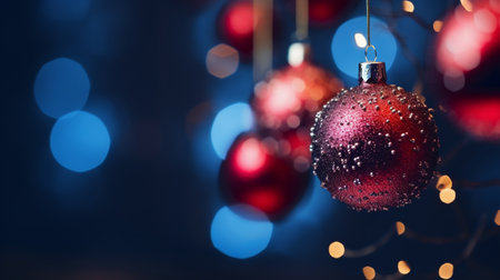 Christmas and New Year background. Festive decoration on bokeh backgroundの素材