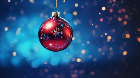 Christmas bauble on blue background with bokeh effect. 3D Renderingの素材