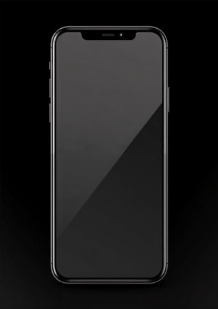 Smartphone with blank screen on black background. 3D rendering.の素材