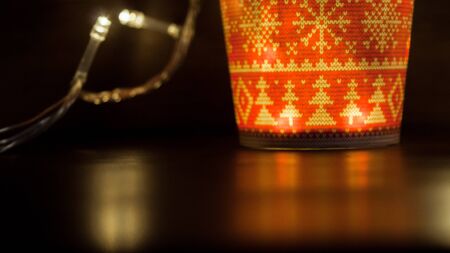 Christmas Cup With Lightsの写真素材