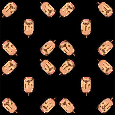 black background with ice cream  in the form of a pugの写真素材