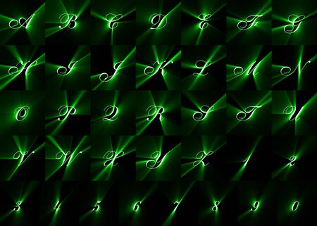 letters of the alphabet on a black backgroundの写真素材