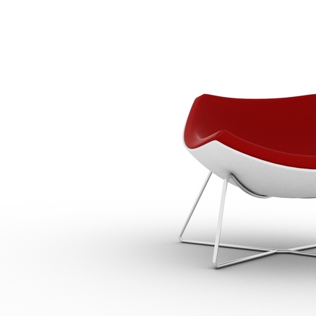 Modern red chair isolated on whiteの写真素材