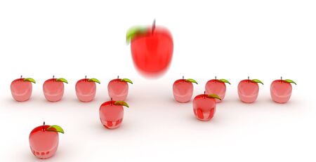 red glass apples on a white backgroundの写真素材
