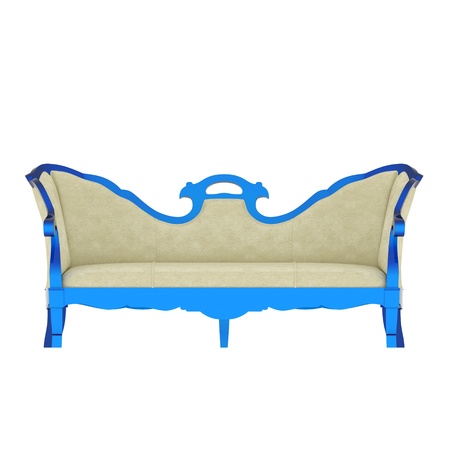 Luxury vintage blue armchair on white backgroundの写真素材