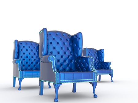 Luxury vintage blue armchair on white backgroundの写真素材