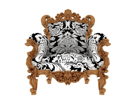 Luxury vintage blue armchair isolated on white の写真素材