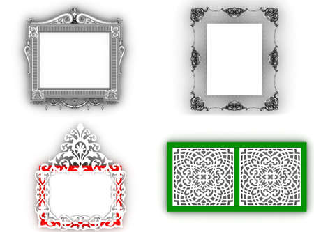 Empty picture frame isolated on white backgroundの写真素材