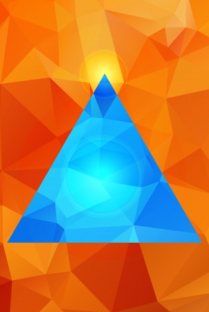 blue pyramid on the orange geometric background  vector eps 10のイラスト素材