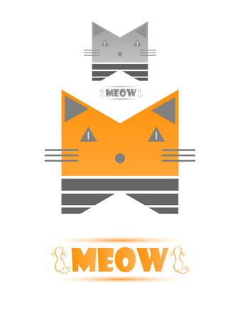 Icon Stylized Cat Flat Style With an Example In Grey Colorsのイラスト素材