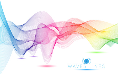 rainbow colorful gradient light waves line bright abstract pattern illustration vectorのイラスト素材