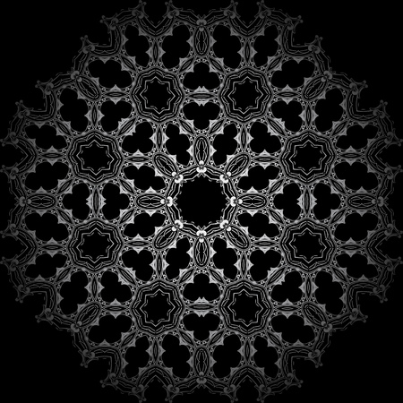 Art Seamless Symmetric Pattern On Black Background Vectorのイラスト素材
