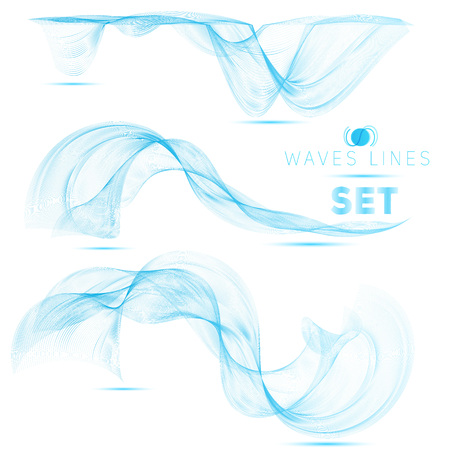 premium set blue massive blend waves abstract background for design vectorのイラスト素材