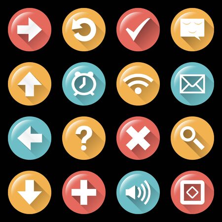 Modern flat white icons vector collection with long shadow and glow effect and in stylish colors of web design objects isolated vectorのイラスト素材