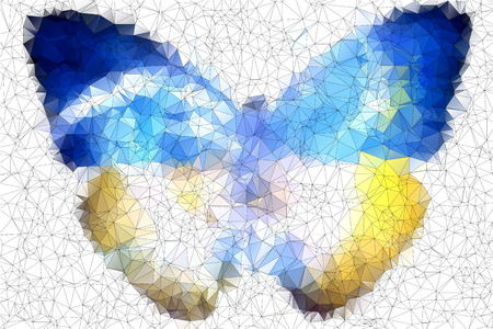 Ukraine butterfly vector geometric background with gradients, lines, different colors のイラスト素材