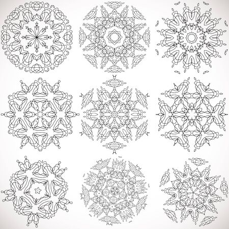 Set of high-quality symmetric patterns templates for design patterns and textures and print vectorのイラスト素材