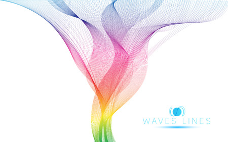 great rainbow waves colorful gradient light blend line vector abstractのイラスト素材