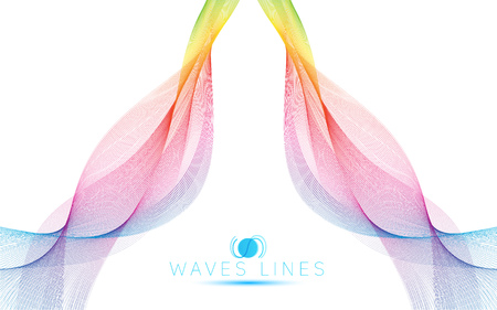 great rainbow waves colorful gradient light blend line vector abstractのイラスト素材