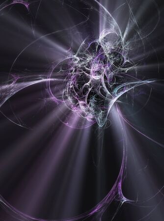 purple fractal lines on a black background with abstraction glow verticalの写真素材